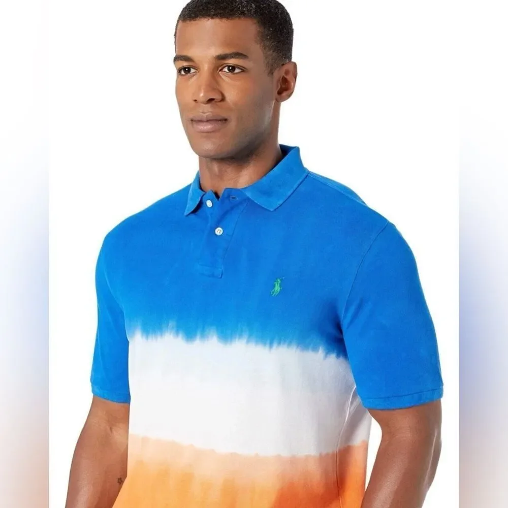 Polo Ralph Lauren Men's Blue Classic-Fit Multi Tie-Dye Polo Shirt